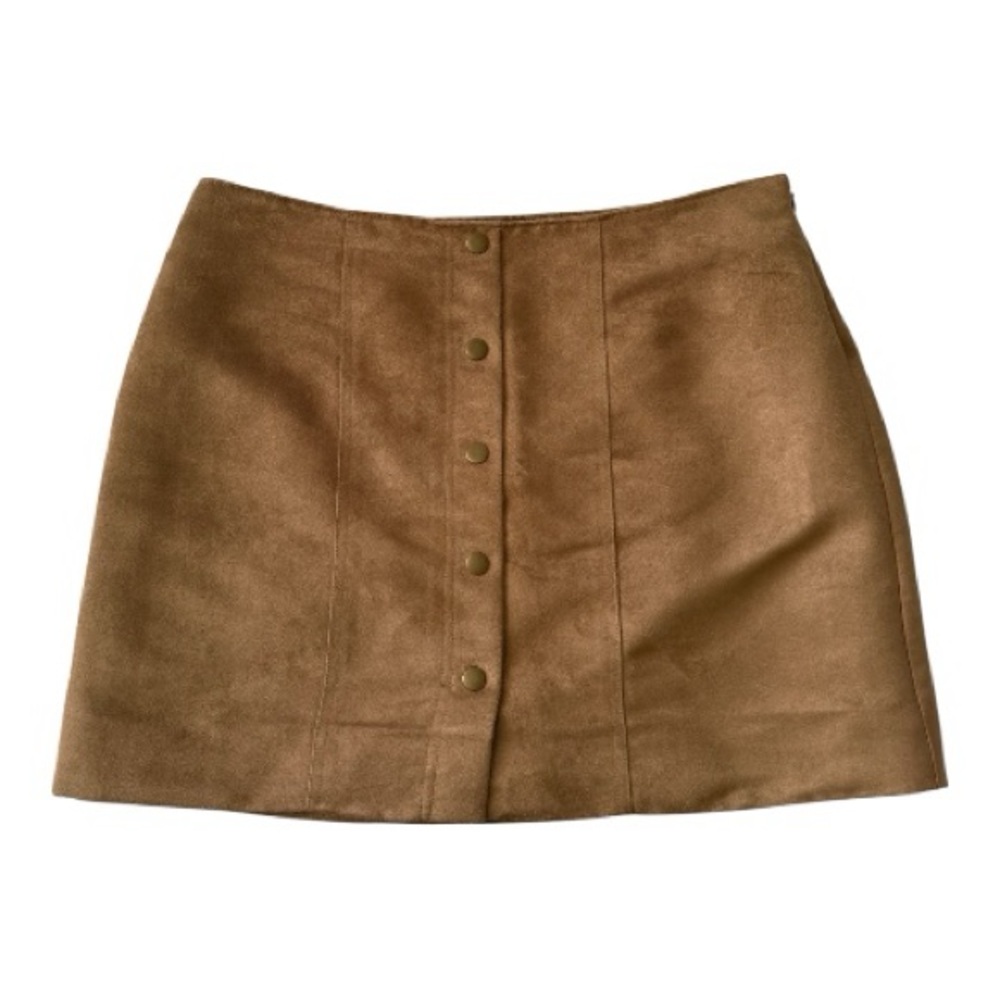 GAP Faux Suede Mini Skirt Camel Snap Front A-Line 90s Western NWT Women’s 8